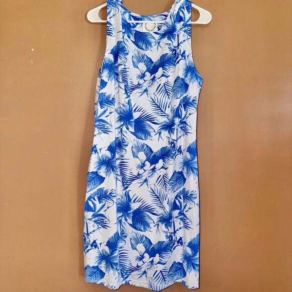 Women's Blue Floral Beach Coverall Maxi Dress - One Size - Picture 1 of 7